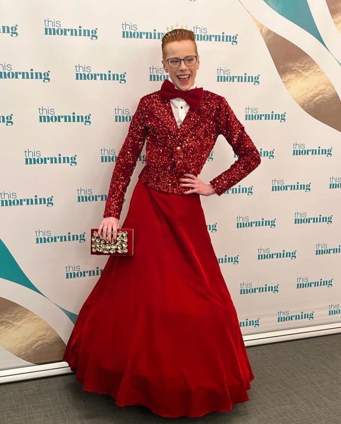 Korben wearing his famous prom outfit to an event, Photo Credit: themissfroufrou/Instagram