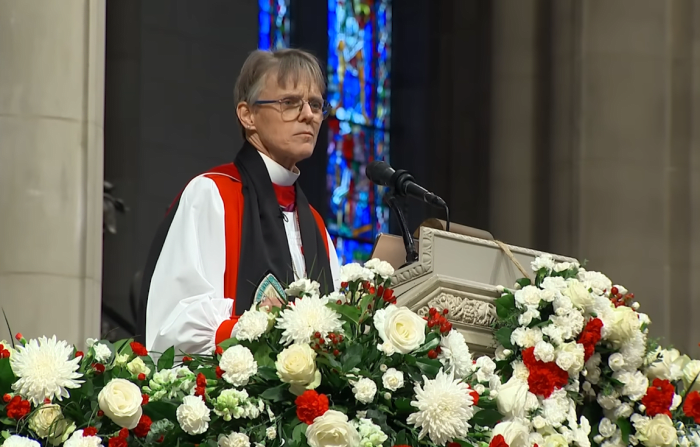 Bishop Mariann Budde speaking to the audience at the service, Photo Credit: CNN/Youtube