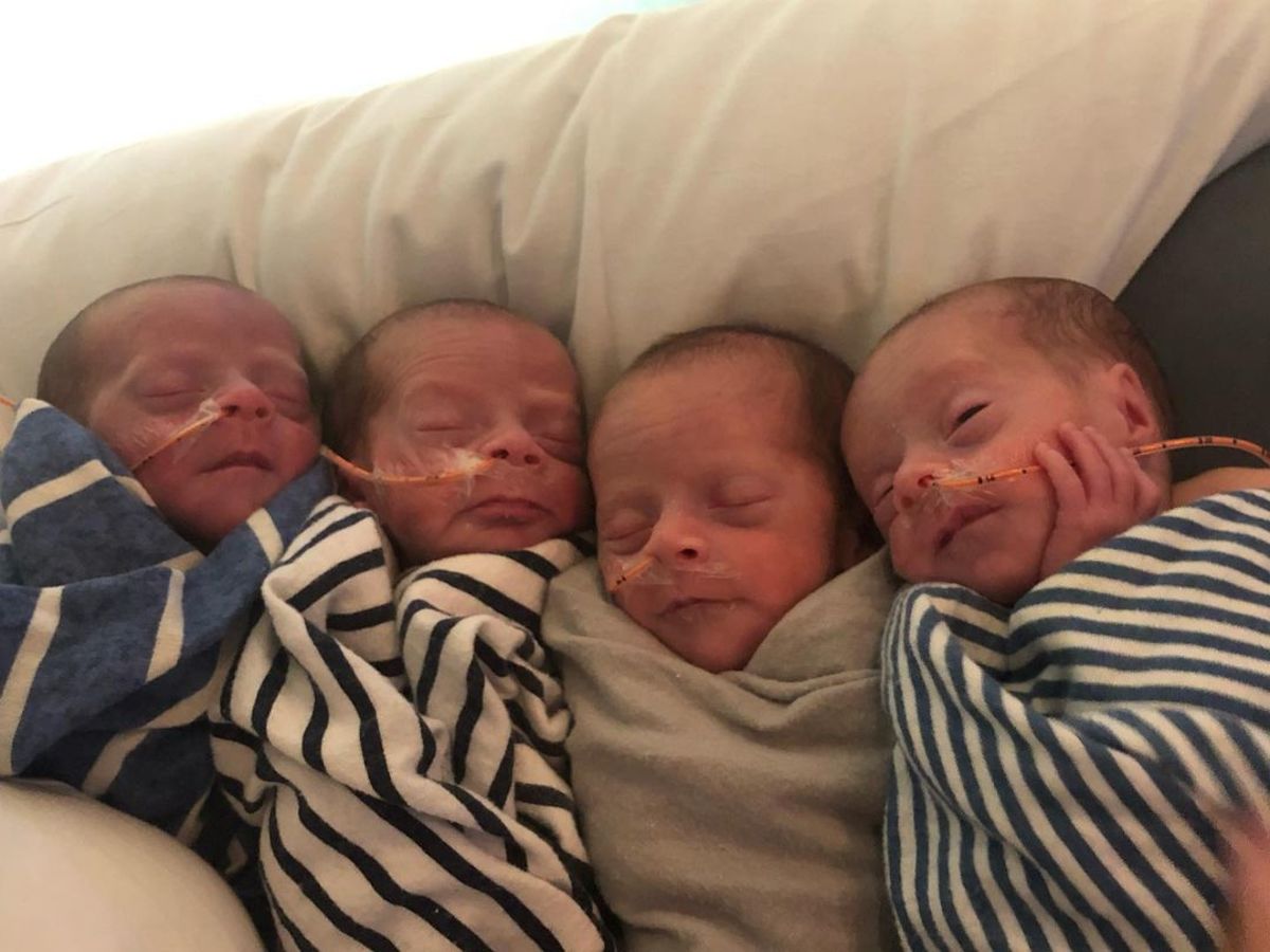 Closeup of the newborn identical quadruplets, Photo Credit: themarrthemerrier/Instagram