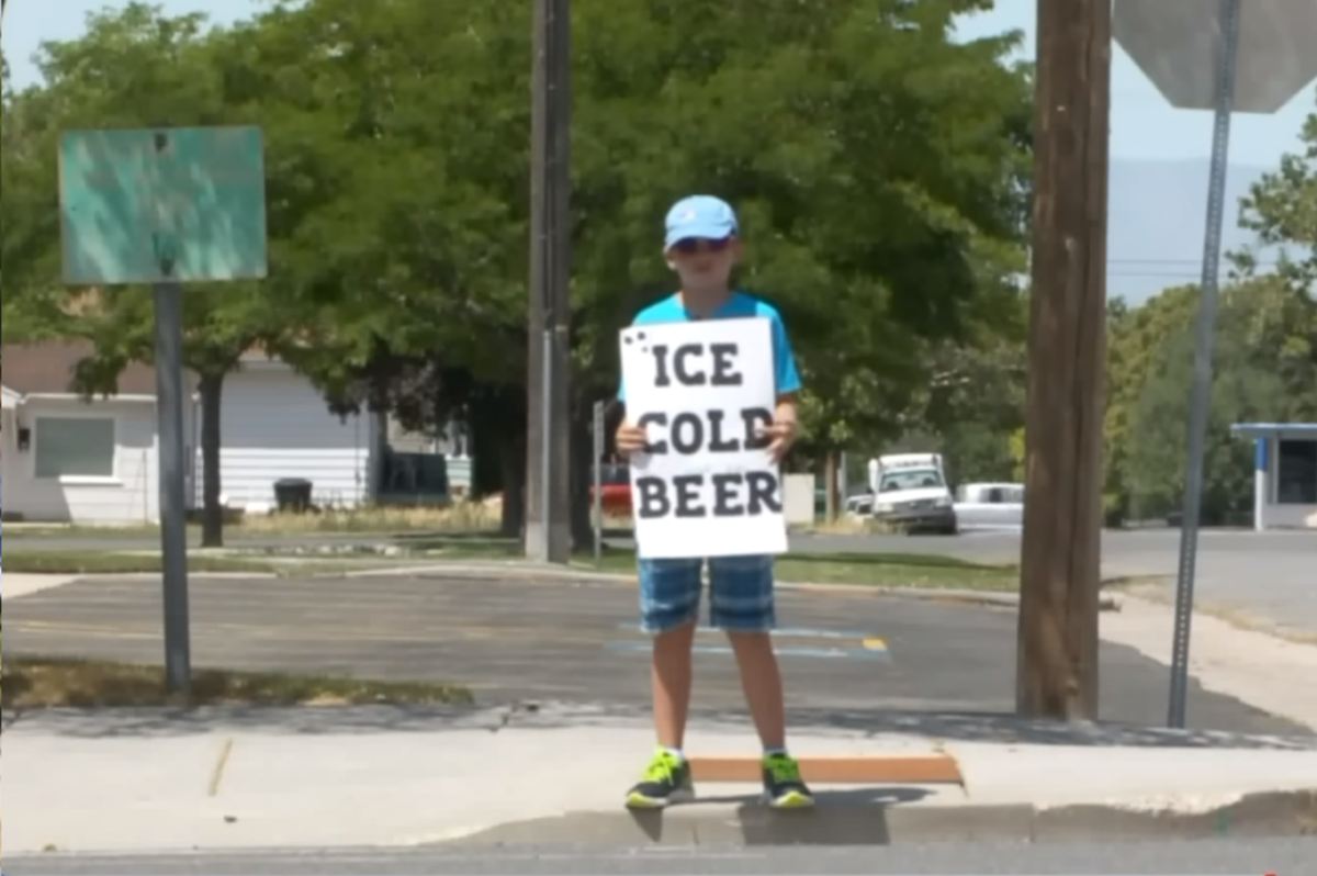 Cops Called On Boy Selling 'Ice Cold Beer', Burst Out Laughing When They Look Closer At Sign - Opposing Views
