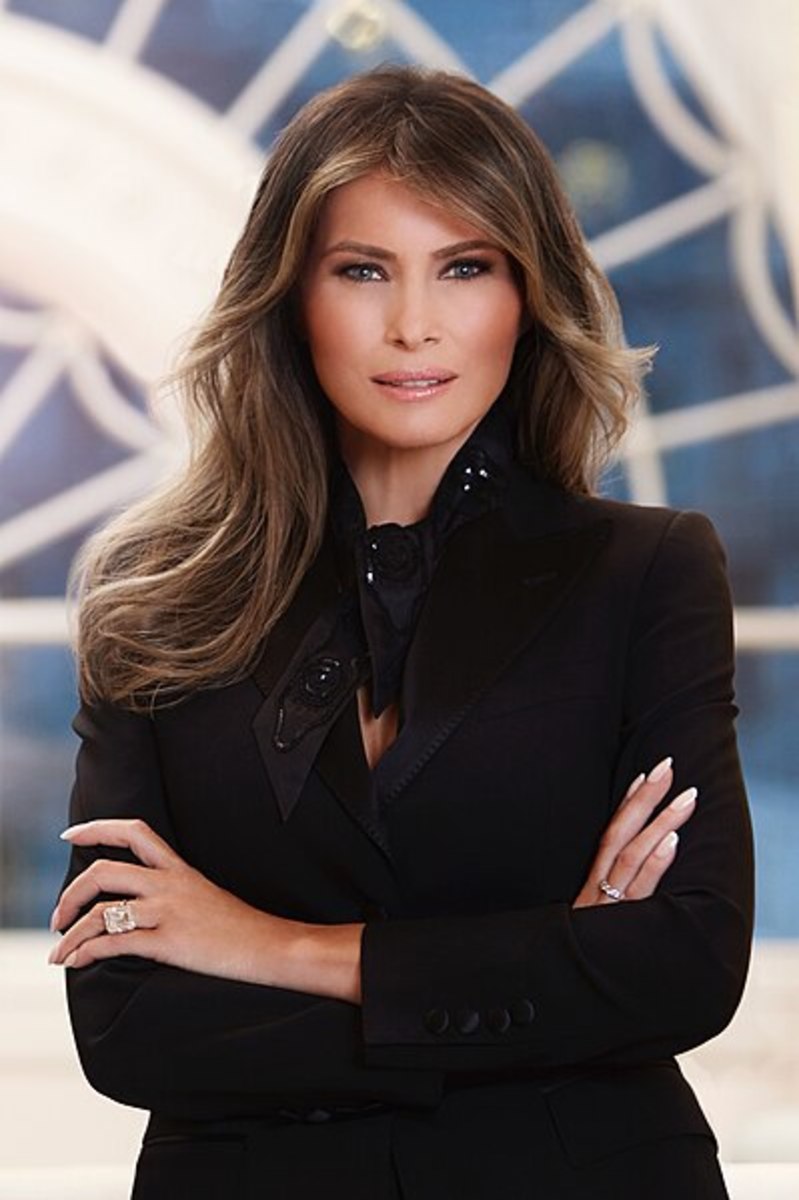 Official portrait of Melania Trump from the president's first term, Photo Credit: Wikimedia