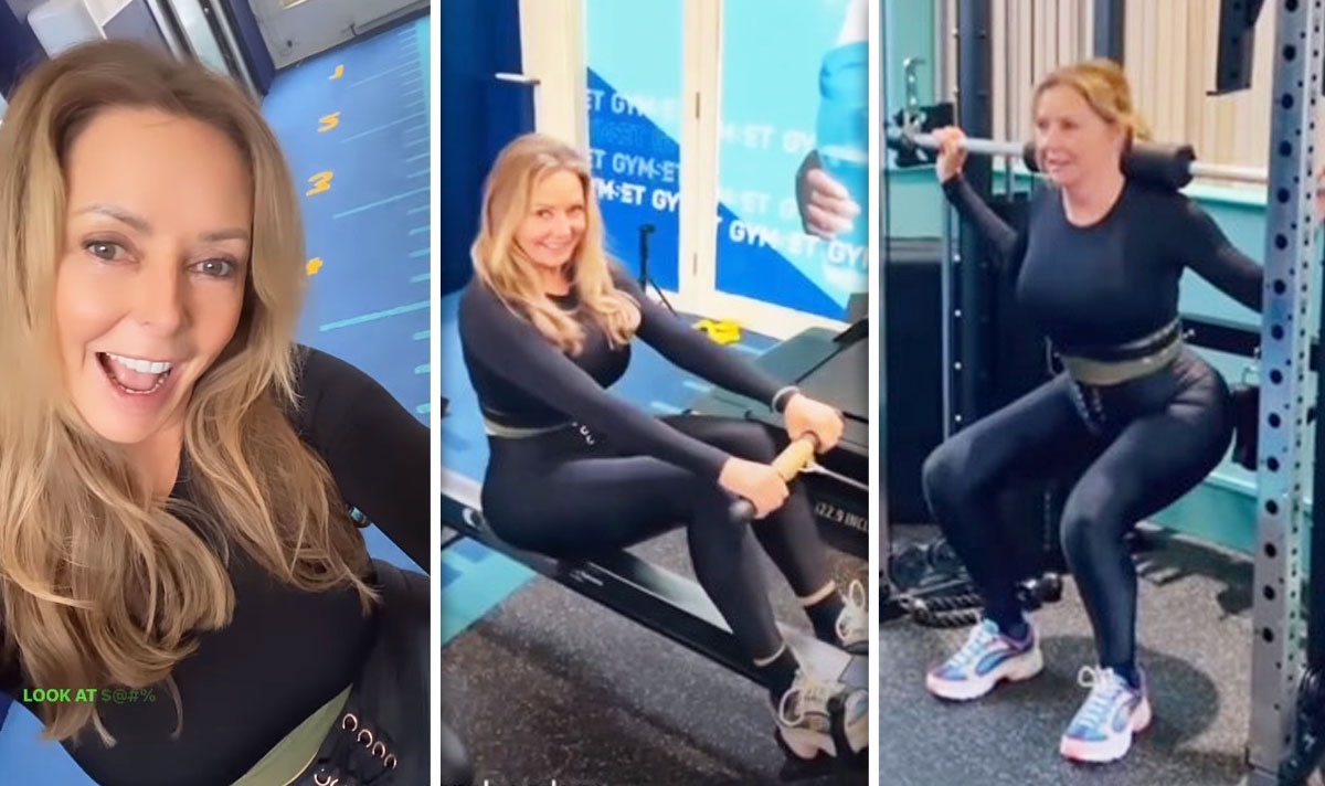 Various photos of Carol Vorderman working out in the gym, Photo Credit: Express Celebrity/X