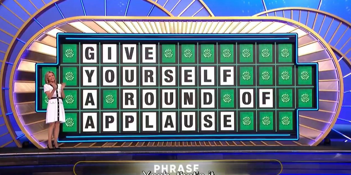 The puzzle's correct answer revealed as "Give Yourself A Round Of Applause", Photo Credit: Wheelrob/X