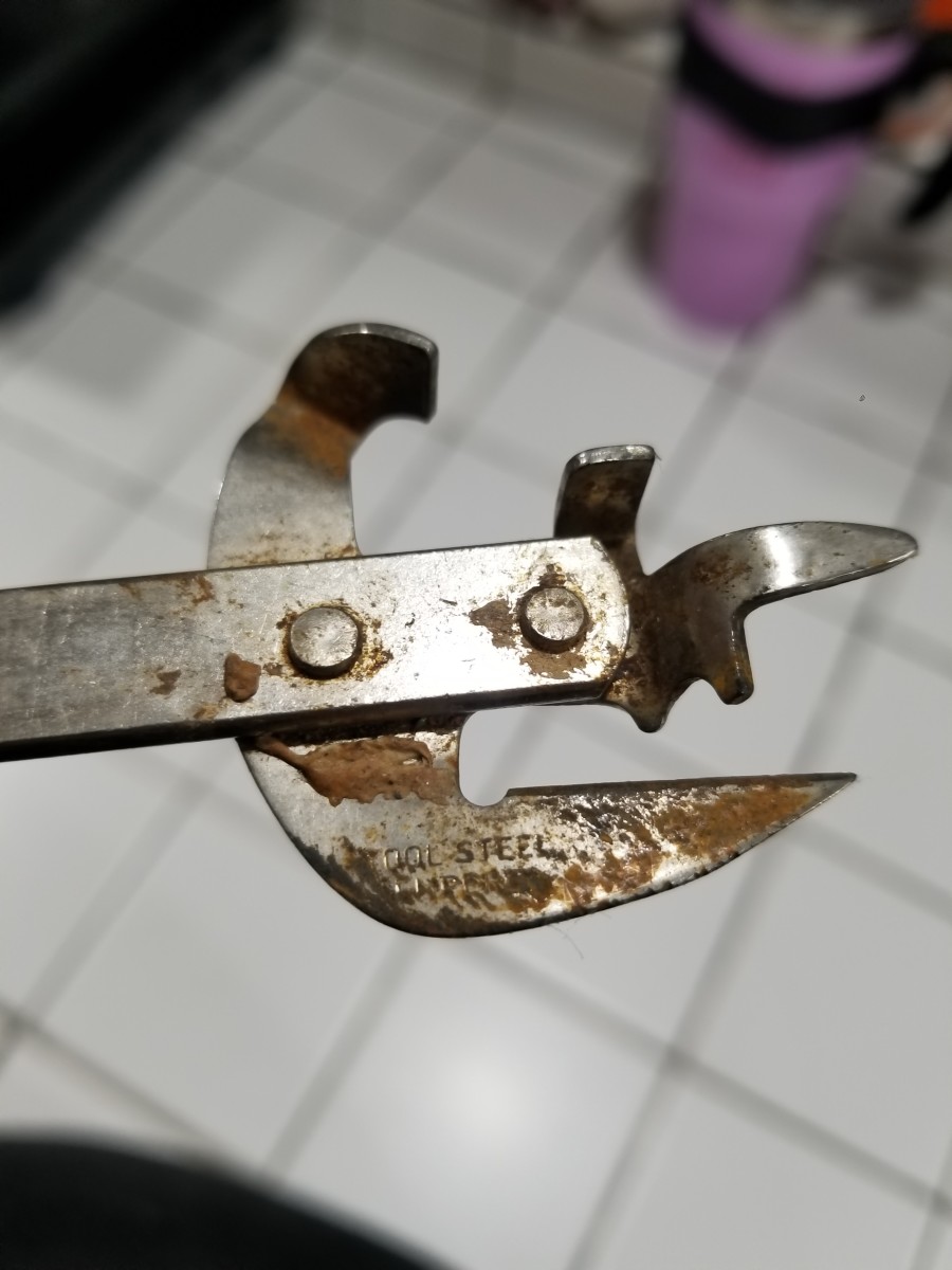 Closeup of a vintage can opener's head, Photo Credit: Reddit