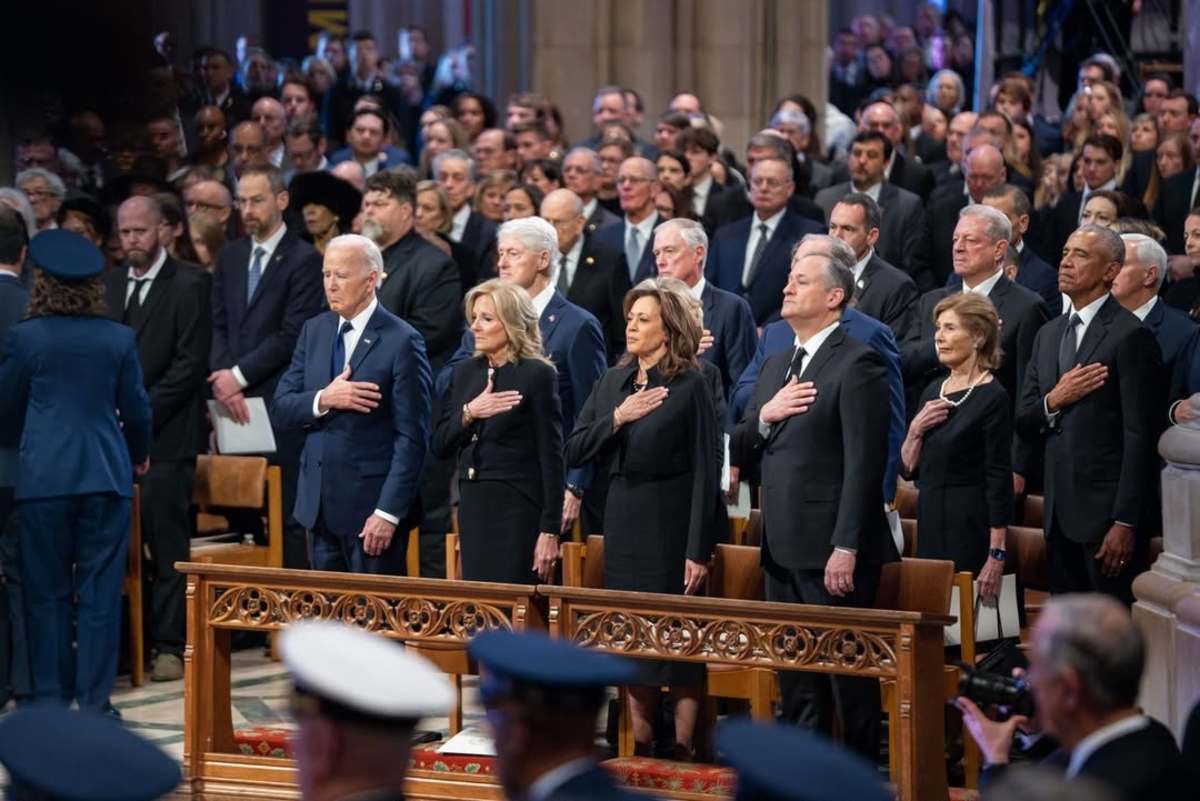 The first and second couple joined by former presidents Obama and Bill Clinton at Jimmy Carter's funeral, Photo Credit: vp/Instagram