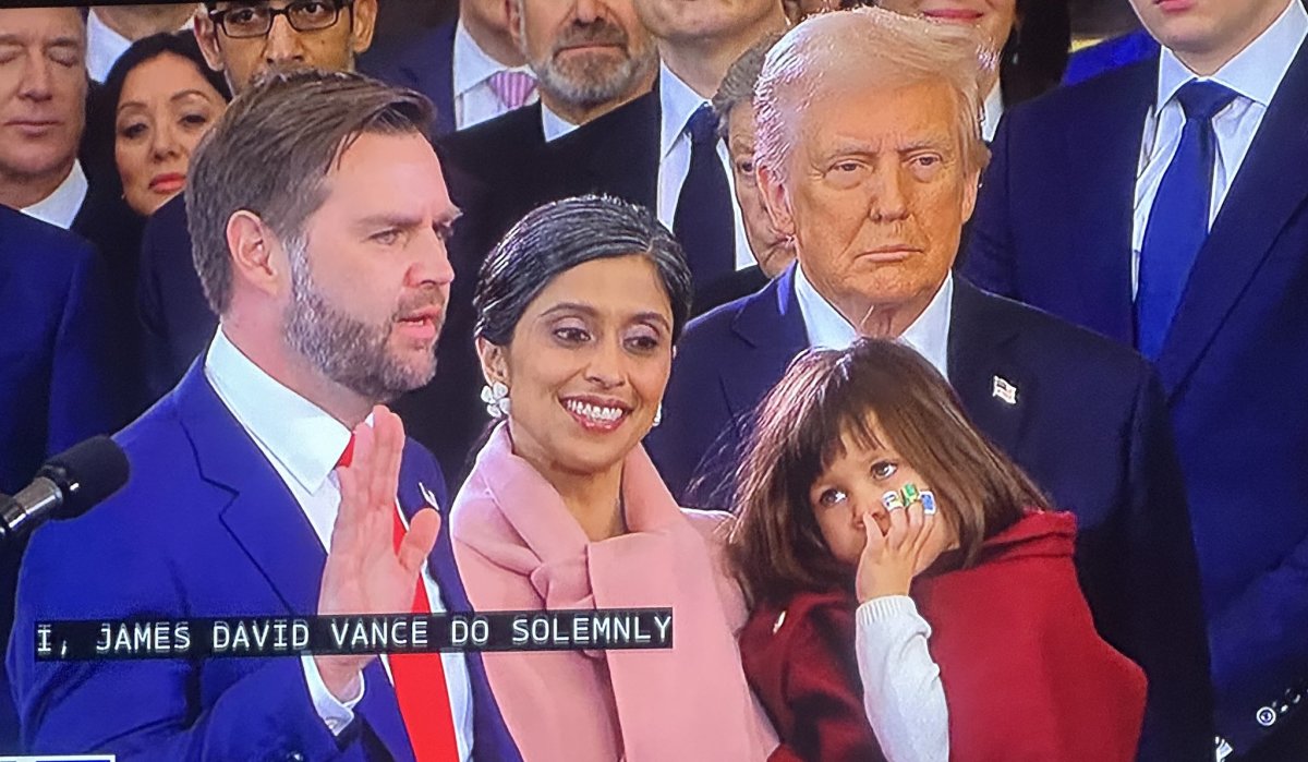 JD Vance being sworn in as Vice President of the United States, Photo Credit: Päm Schoen/X