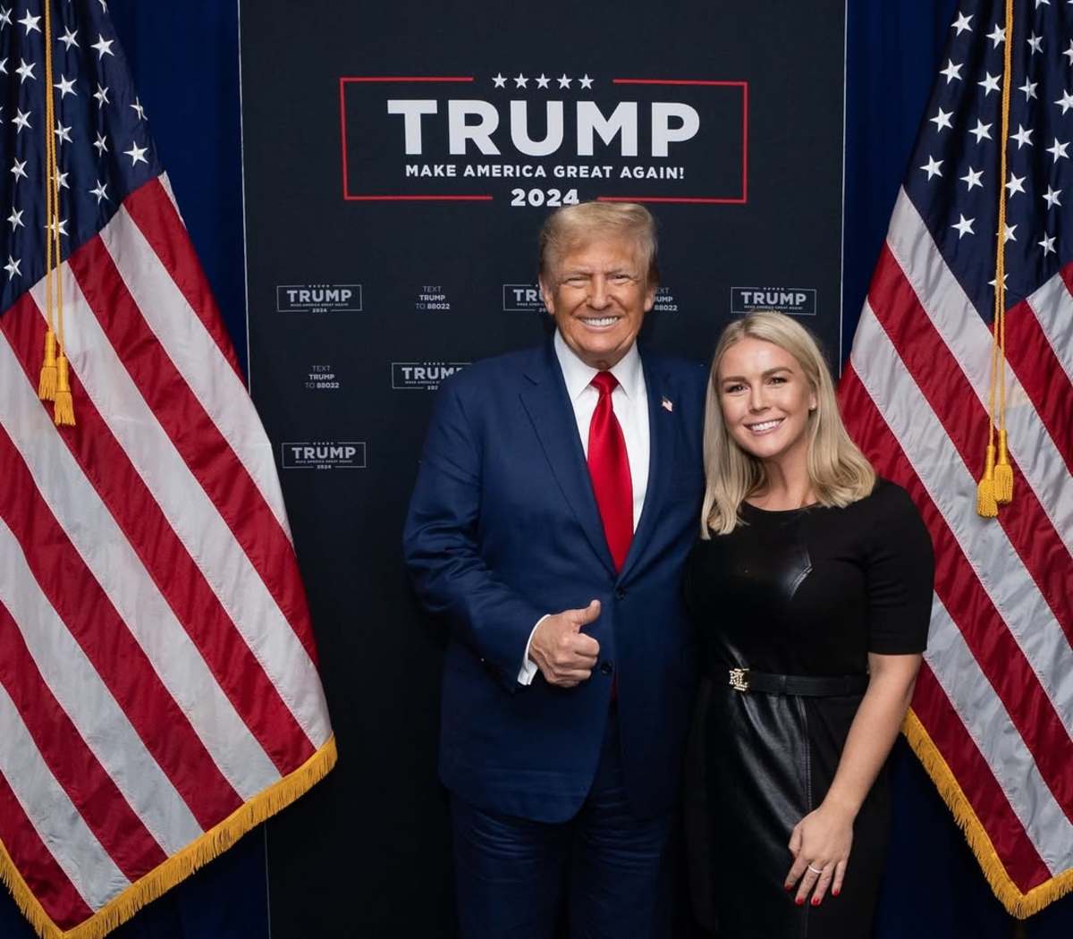 US President Donald Trump and Karoline Leavitt in a photo posted on Instagram, Photo Credit: karolineleavitt/Instagram