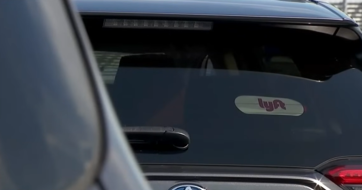 Back of a car with a lyft sticker, Photo Credit: FOX 5 Atlanta/Youtube