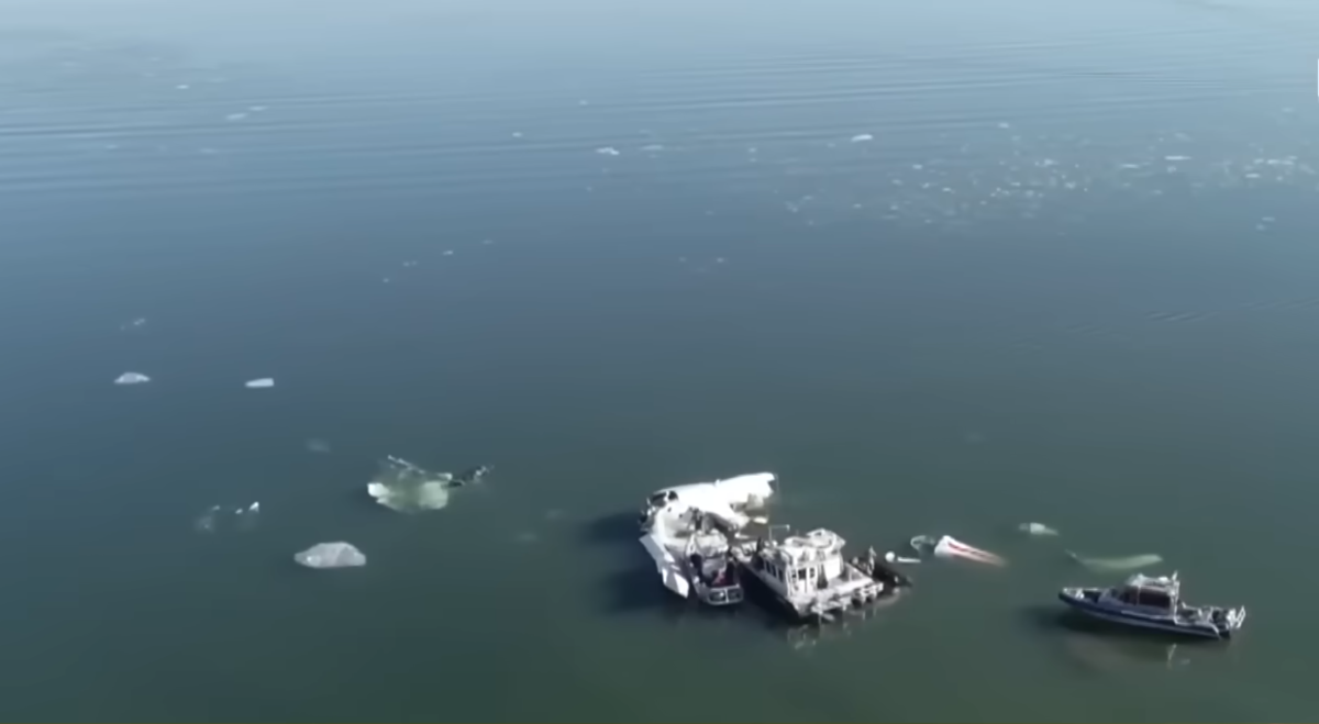 Wreckage of the Flight 5342 floating on water, Photo Credit: Today/Youtube