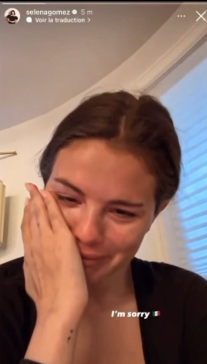 Selena Gomez crying in a video posted on her instagram, Photo Credit: Infinity Buzz/Youtube