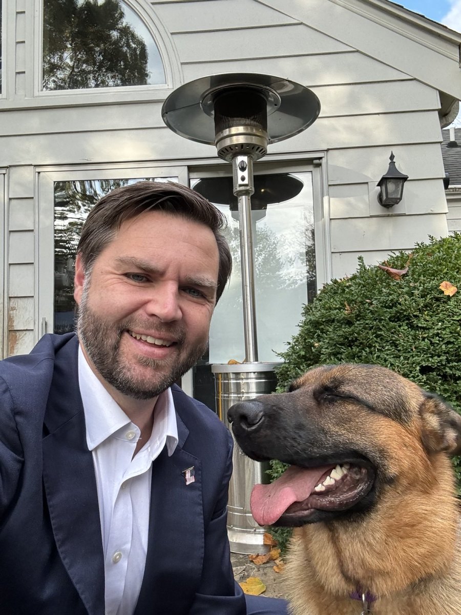 JD Vance selfie with a dog posted on his X account, Photo Credit: JD Vance/X