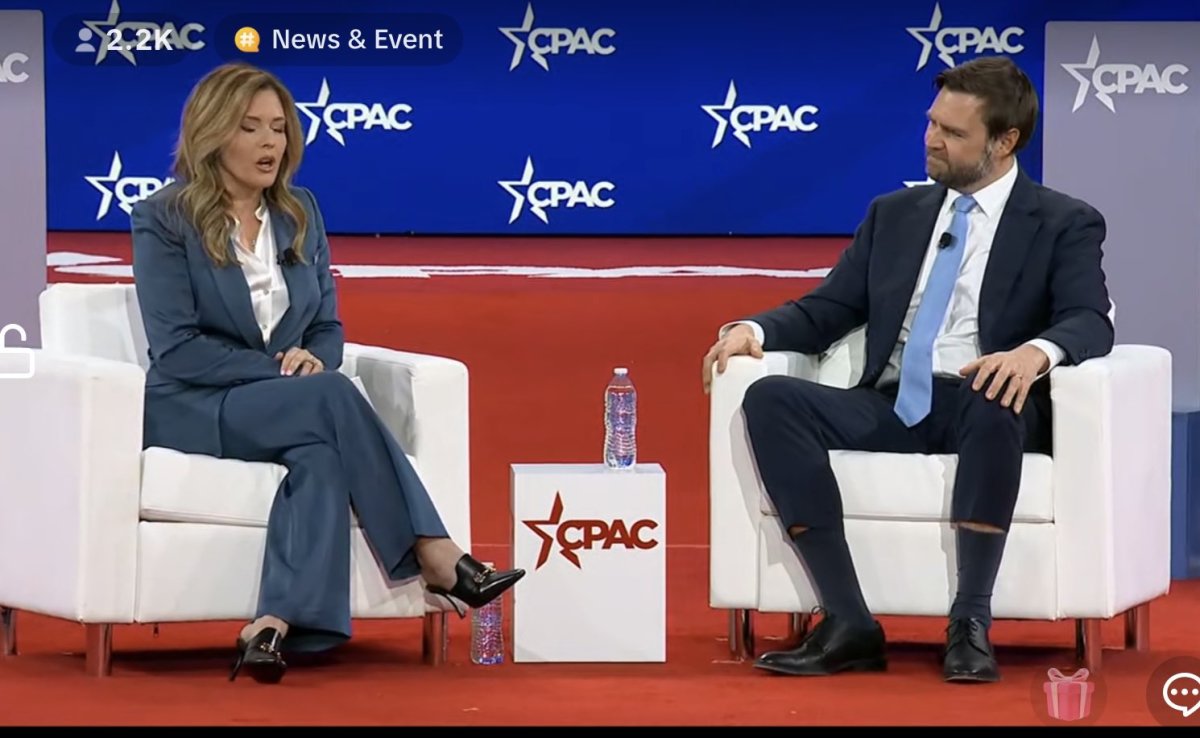 Vice President JD Vance and Mercedes Schlapp in a CPAC interview, Photo Credit: Clerpatriot/X