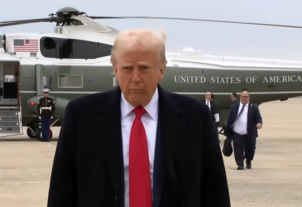 President Donald Trump talking to reporters at Joint Base Andrews, Photo Credit: Inside Edition/Youtube