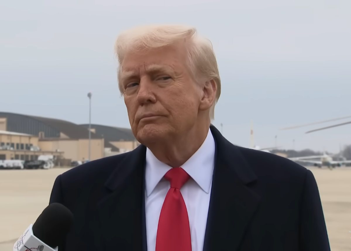 President Donald Trump talking to reporters at Joint Base Andrews, Photo Credit: Inside Edition/Youtube