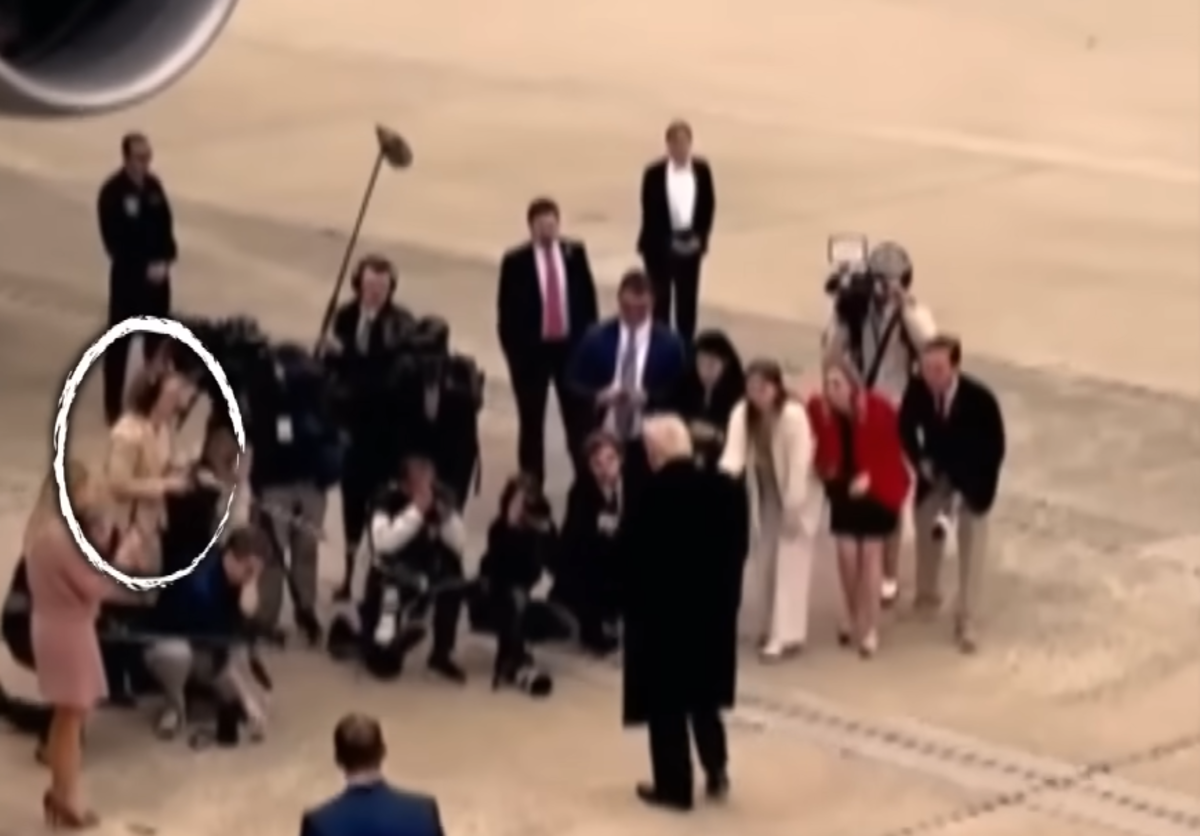 President Donald Trump with the reporters at Joint Base Andrews, Photo Credit: Inside Edition/Youtube